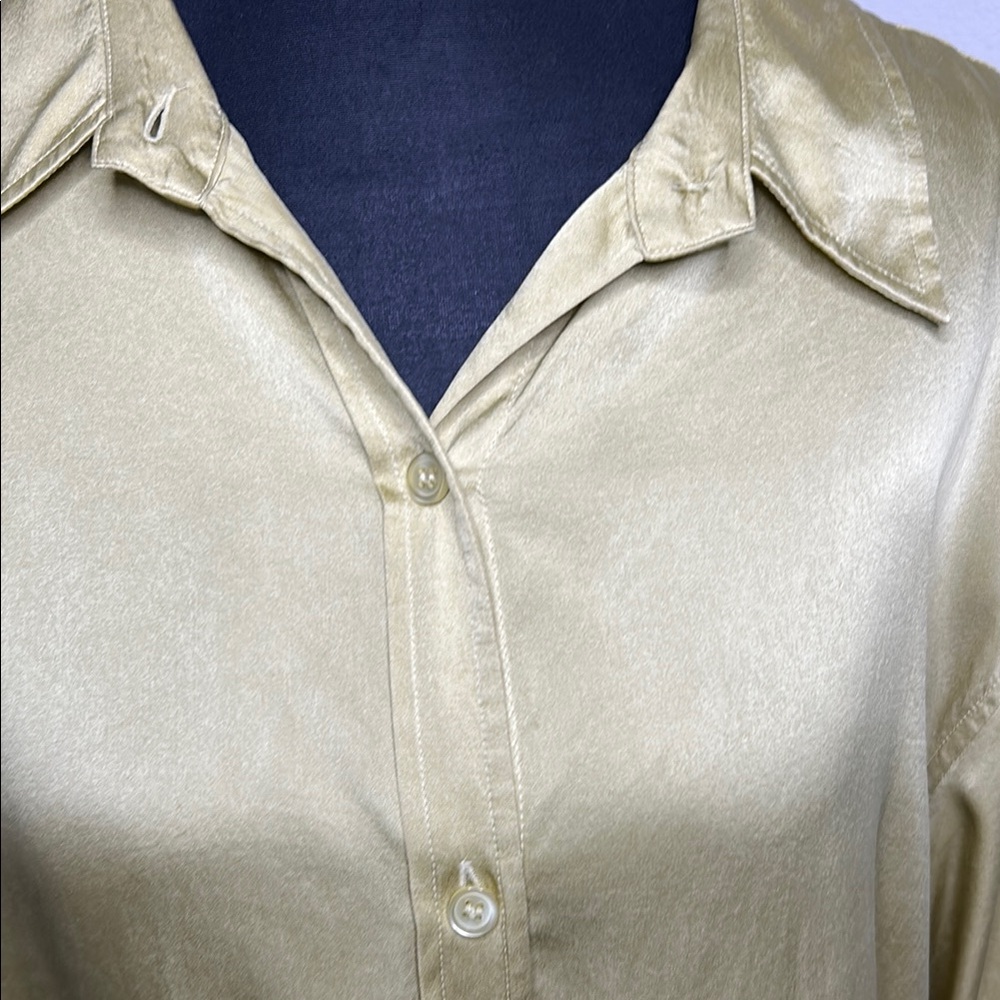 Evan Picone SILK light olive green long sleeve Blouse - Picture 10 of 11